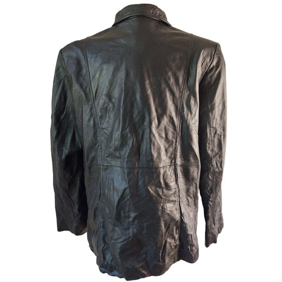 Style & Co Womens Vintage Black Supple Soft Leather Jacket Medium Large - Picture 4 of 5